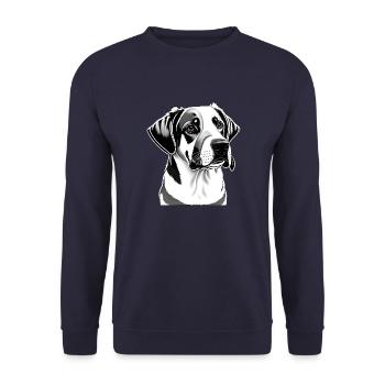 funny dog T-shirt dog stickers, cute animal - Unisex Sweatshirt - navy - Front - Alina (178cm) & Michal (187cm)