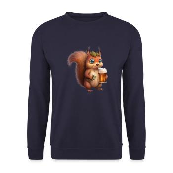 Écureuil mignon avec de la bière - Sweat-shirt Unisexe - marine - Devant - Alina (178cm) & Michal (187cm)
