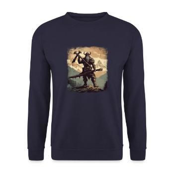 Guerrier viking - Sweat-shirt Unisexe - marine - Devant - Alina (178cm) & Michal (187cm)