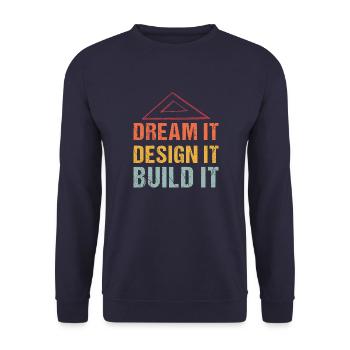 Architektur Architekt Vintage Architectural Spruch - Unisex Pullover - Navy - Vorne - Alina (178cm) & Michal (187cm)