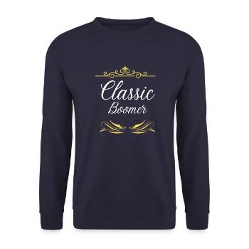 Classic Boomer, Old-School, 50s, 60s, Vintage - Unisex Sweatshirt - navy - Front - Alina (178cm) & Michal (187cm)