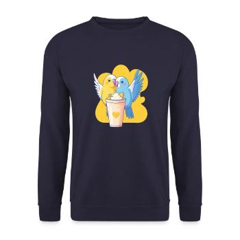 Le pouvoir des perruches avec le milkshake d’été - Sweat-shirt Unisexe - marine - Devant - Alina (178cm) & Michal (187cm)