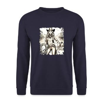western vintage cowboy fille ouest sauvage américain - Sweat-shirt Unisexe - marine - Devant - Alina (178cm) & Michal (187cm)