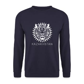 Kasachstan Herkunft Kasach Schneeleopard - Unisex Pullover - Navy - Vorne - Alina (178cm) & Michal (187cm)