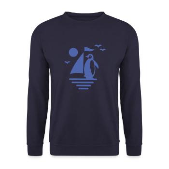 Pingouin Voilier Silhouette Minimaliste - Sweat-shirt Unisexe - marine - Devant - Alina (178cm) & Michal (187cm)