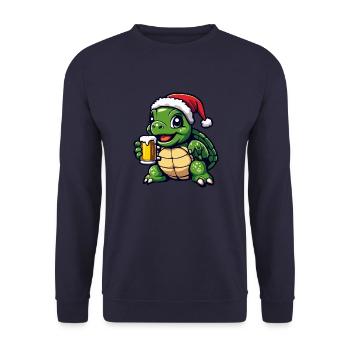 Turtle Christmas Beer Funny - Unisex Sweatshirt - navy - Front - Alina (178cm) & Michal (187cm)