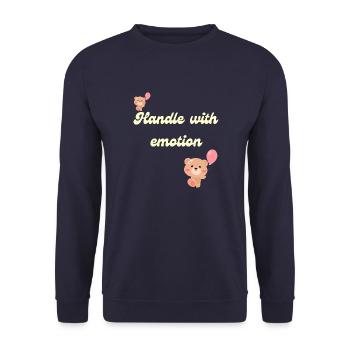 Handle With Emotion – Pastel Mental Health Aware - Unisex Sweatshirt - navy - Front - Alina (178cm) & Michal (187cm)