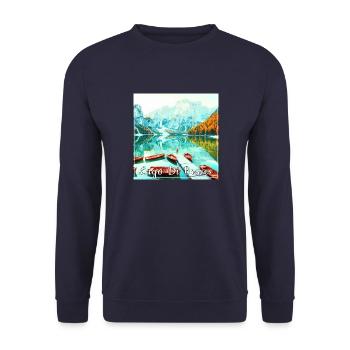 Lago di braies,Lake Braies,Lake Braies,Lake,Landscape,Mountain - Unisex Sweatshirt - navy - Front - Alina (178cm) & Michal (187cm)
