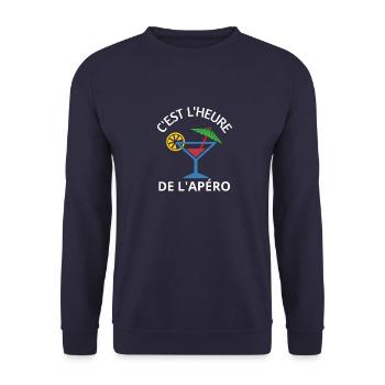 C'est l'heure de l'apéro - Sweat-shirt Unisexe - marine - Devant - Alina (178cm) & Michal (187cm)