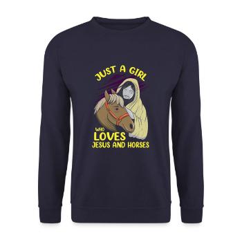 Just A Girl Who Loves Jeses And Horses Funny Horse - Unisex Pullover - Navy - Vorne - Alina (178cm) & Michal (187cm)
