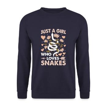 Just A Girl Who Loves Snakes - Unisex Pullover - Navy - Vorne - Alina (178cm) & Michal (187cm)