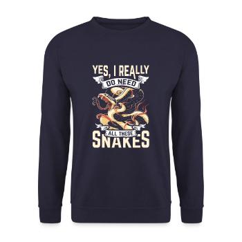 Yes I Really Do Need All These Snakes Funny - Unisex Pullover - Navy - Vorne - Alina (178cm) & Michal (187cm)