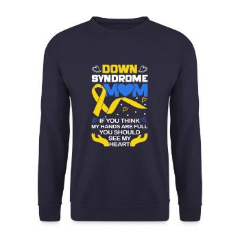 Down Syndrome Mom Down Syndrome Awareness - Unisex Pullover - Navy - Vorne - Alina (178cm) & Michal (187cm)