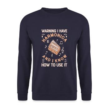 I Have A Harmonica Funny Harmonica Player - Unisex Sweatshirt - navy - Front - Alina (178cm) & Michal (187cm)
