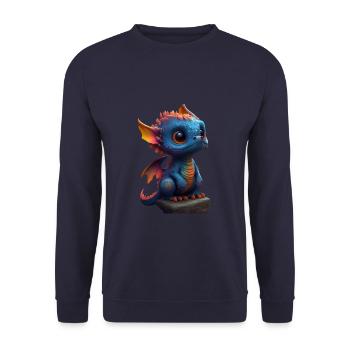 Little Cute Dragon 4 - Unisex Sweatshirt - navy - Front - Alina (178cm) & Michal (187cm)