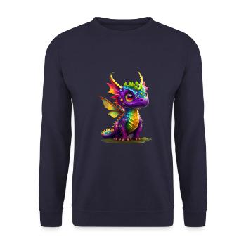 Kleiner Süßer Drache 14 - Unisex Pullover - Navy - Vorne - Alina (178cm) & Michal (187cm)
