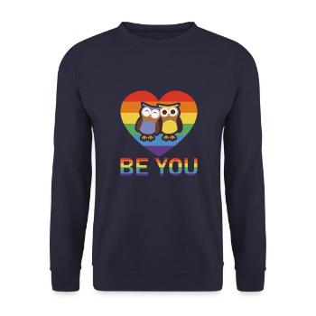 Be You and be Proud #Owls Gay Pride - Sweat-shirt Unisexe - marine - Devant - Alina (178cm) & Michal (187cm)