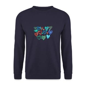 Hearts,Drawing,Colorful,Colored Pencils - Unisex Sweatshirt - navy - Front - Alina (178cm) & Michal (187cm)