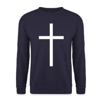 Jesus Croix Icon - Sweat-shirt Unisexe - marine - Devant - Alina (178cm) & Michal (187cm)