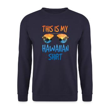 Das ist mein Hawaiianisches Shirt - Unisex Pullover - Navy - Vorne - Alina (178cm) & Michal (187cm)