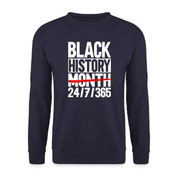 Black History Month 24/7/365 - Unisex Sweatshirt - navy - Front - Alina (178cm) & Michal (187cm)