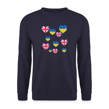 Solidarité et cœur de la Grande-Bretagne pour l’Ukraine - Sweat-shirt Unisexe - marine - Devant - Alina (178cm) & Michal (187cm)