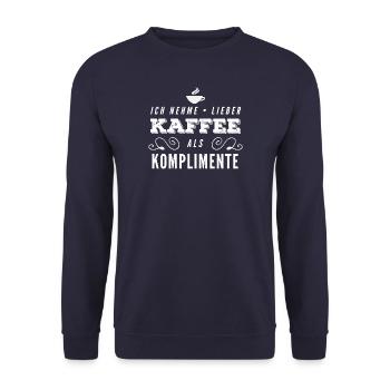 Lieber Kaffee als Komplimente - Unisex Pullover - Navy - Vorne - Alina (178cm) & Michal (187cm)