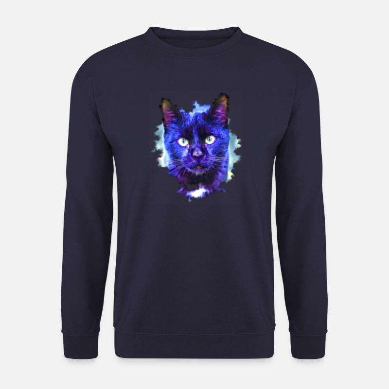 Neonkatze im Lichtregen - Unisex Pullover - Navy