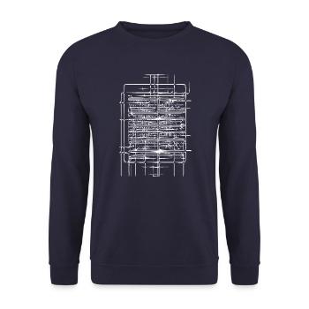 Abstraktes Design (weiss) - Unisex Pullover - Navy - Vorne - Alina (178cm) & Michal (187cm)
