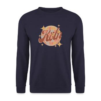 Cologne CityRetro Vintage Design Disco Ball - Unisex Sweatshirt - navy - Front - Alina (178cm) & Michal (187cm)