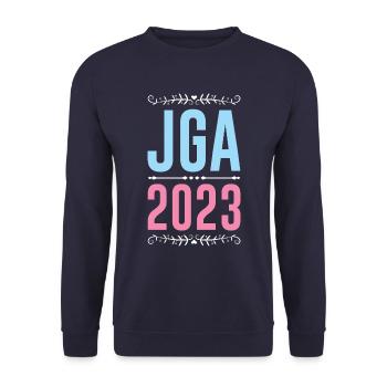 Jga 2023 Junggesellenabschied - Unisex Pullover - Navy - Vorne - Alina (178cm) & Michal (187cm)