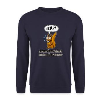 Schrödingers Eichhörnchen - Unisex Pullover - Navy - Vorne - Alina (178cm) & Michal (187cm)
