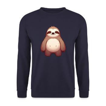 Cute Sloth Cartoon Relaxed Happy - Unisex Sweatshirt - navy - Front - Alina (178cm) & Michal (187cm)