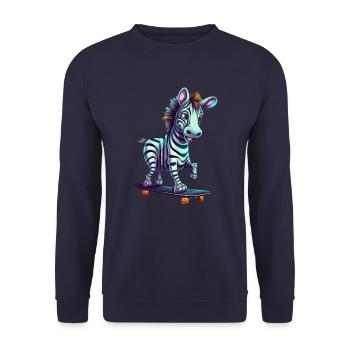 Skateboarder Zebra: Kawaii on the board - Unisex Sweatshirt - navy - Front - Alina (178cm) & Michal (187cm)