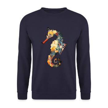 Sea horse - Unisex Sweatshirt - navy - Front - Alina (178cm) & Michal (187cm)