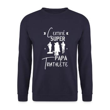 Super Papa triathlète - Sweat-shirt Unisexe - marine - Devant - Alina (178cm) & Michal (187cm)