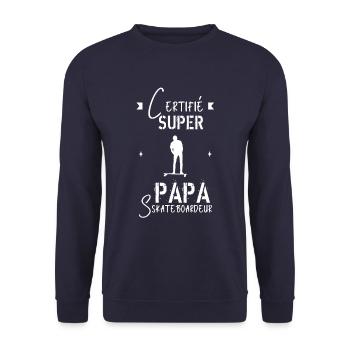 Super papa Skateboardeur - Sweat-shirt Unisexe - marine - Devant - Alina (178cm) & Michal (187cm)