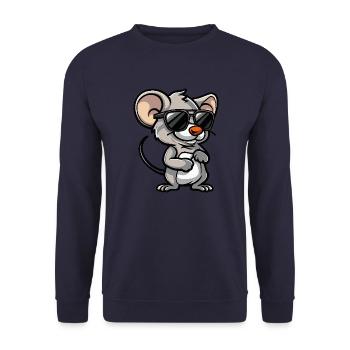 Maus Cool Comic - Unisex Pullover - Navy - Vorne - Alina (178cm) & Michal (187cm)