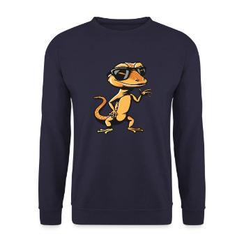Lizard Cool Comic - Unisex Sweatshirt - navy - Front - Alina (178cm) & Michal (187cm)