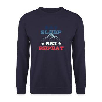 Eat Sleep Ski Repeat - Ski - Ski - Unisex Sweatshirt - navy - Front - Alina (178cm) & Michal (187cm)