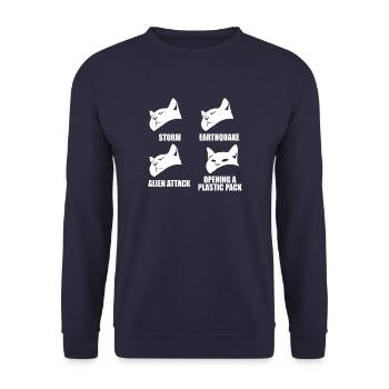 Cat - selective perception - saying - Unisex Sweatshirt - navy - Front - Alina (178cm) & Michal (187cm)