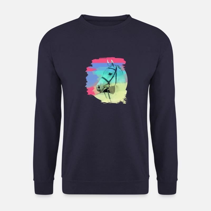 pferdekopf,pferd,aquarell,pink,malerei,schimmel - Unisex Pullover - Navy