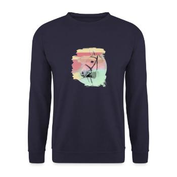 pferdekopf,pferd,aquarell,pink, schimmel,pastell - Unisex Pullover - Navy - Vorne - Alina (178cm) & Michal (187cm)