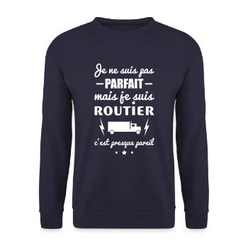 pas parfait routier,cadeau routiers - Sweat-shirt Unisexe - marine - Devant - Alina (178cm) & Michal (187cm)