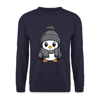 Penguin Winter Comic - Unisex Sweatshirt - navy - Front - Alina (178cm) & Michal (187cm)