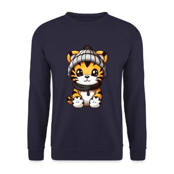 Tiger Winter Comic - Unisex Sweatshirt - navy - Front - Alina (178cm) & Michal (187cm)