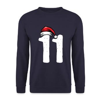 11 Zahl Weihnachten - Unisex Pullover - Navy - Vorne - Alina (178cm) & Michal (187cm)