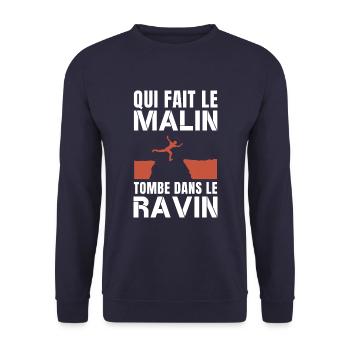 Qui fait le malin tombe dans le ravin expression - Sweat-shirt Unisexe - marine - Devant - Alina (178cm) & Michal (187cm)