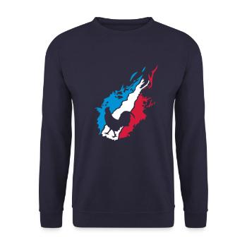 france foot supporter equipe coq flamme1 - Sweat-shirt Unisexe - marine - Devant - Alina (178cm) & Michal (187cm)