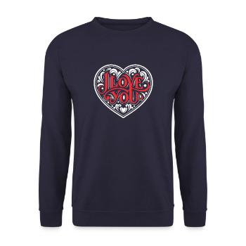 I love You - Valentine' Day - Love - Gift - Unisex Sweatshirt - navy - Front - Alina (178cm) & Michal (187cm)